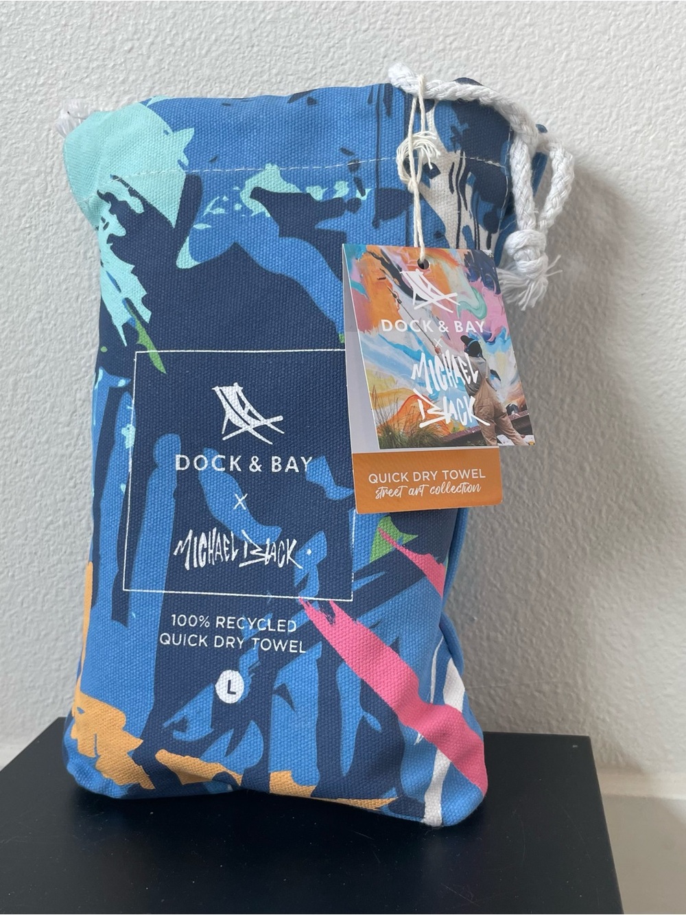 NEW Dock & Bay Travel Towel Michael Black My Muse Quick Dry Large 63x55”